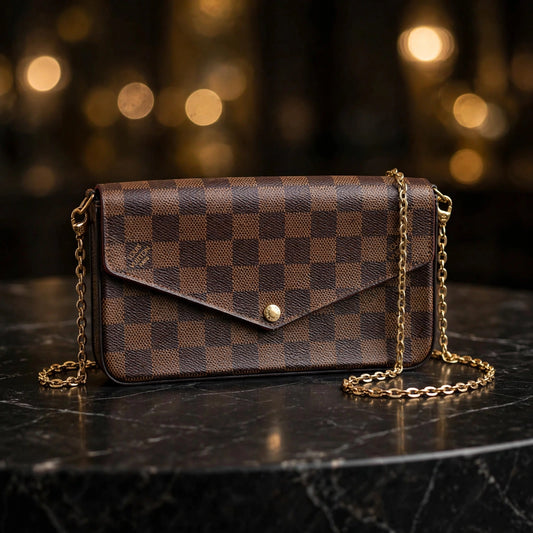 Louis Vuitton Pochette Félicie Damier Ebene Canvas Chain Shoulder Bag