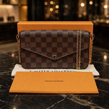 Louis Vuitton Pochette Félicie Damier Ebene Canvas Chain Shoulder Bag