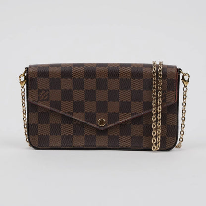 Louis Vuitton Pochette Félicie Damier Ebene Canvas Chain Shoulder Bag